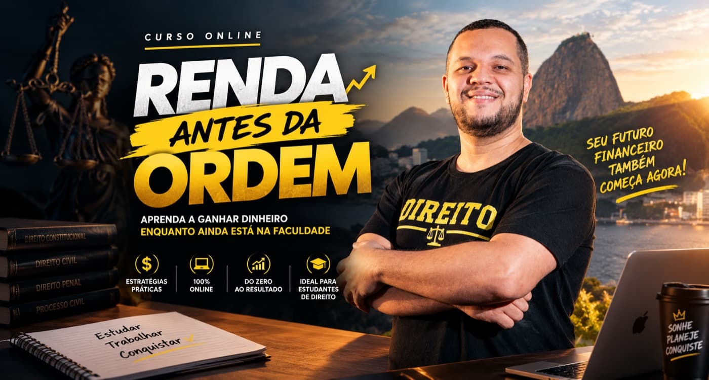 Capa do curso Renda antes da Ordem, com o Diego de braços cruzados